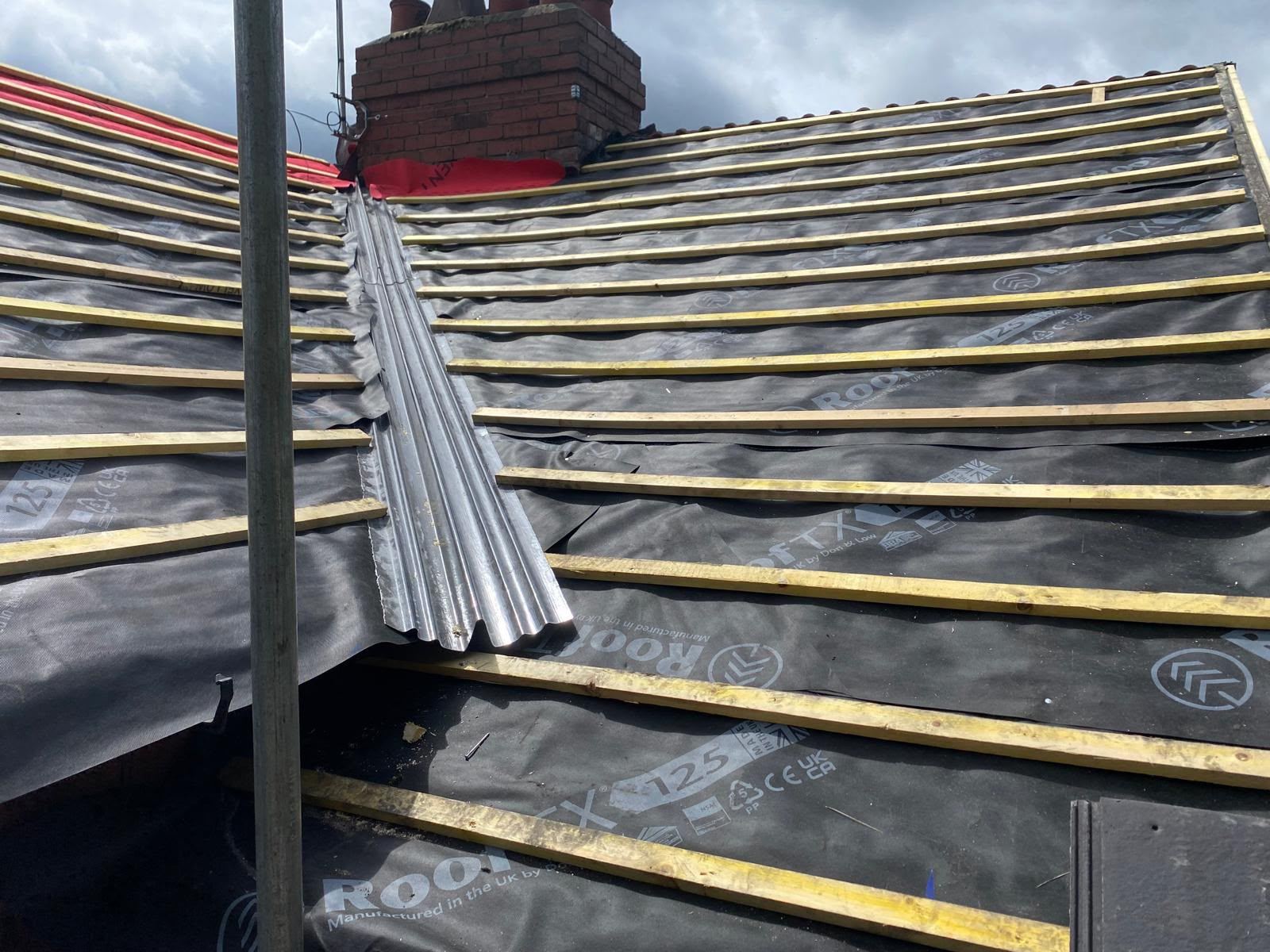 Battens and membrane on re roof